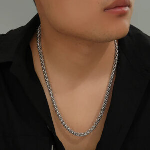 Bold Silver Rope Chain Necklace - Image 2