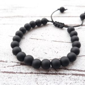 Matte Black Onyx Bead Bracelet - Image 6
