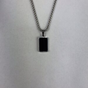 Geometric Black Enamel Rectangular Pendant