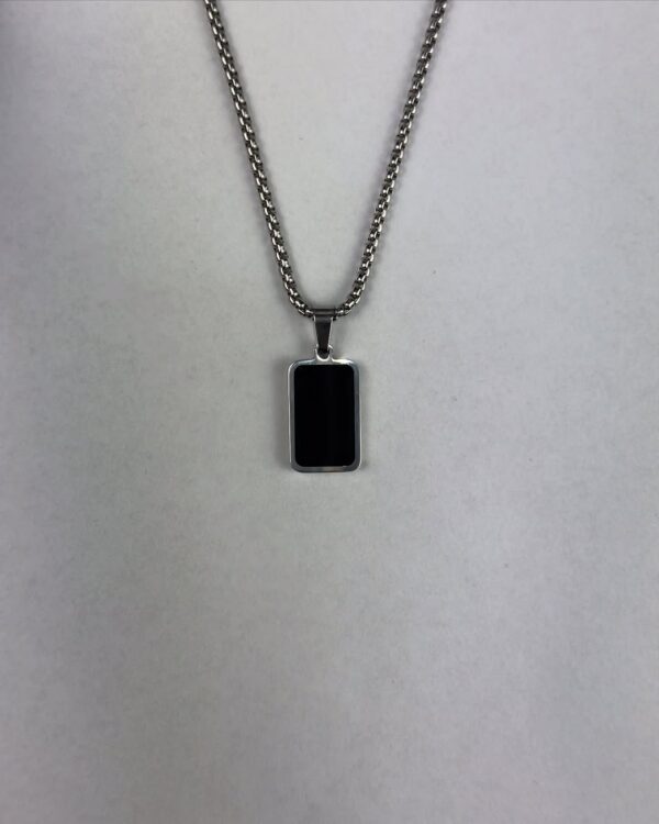 Geometric Black Enamel Rectangular Pendant