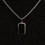 Geometric Black Enamel Rectangular Pendant