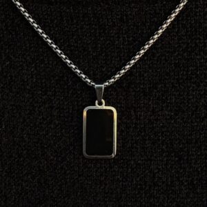 Geometric Black Enamel Rectangular Pendant