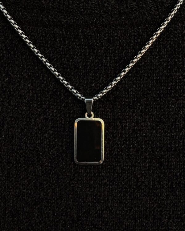 Geometric Black Enamel Rectangular Pendant