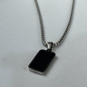 Geometric Black Enamel Rectangular Pendant - Image 5