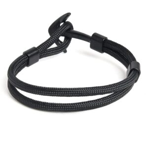 Black Marine Rope Anchor Bracelet - Image 3