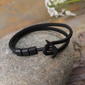 Black Marine Rope Anchor Bracelet - Image 6