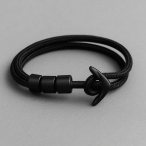 Black Marine Rope Anchor Bracelet
