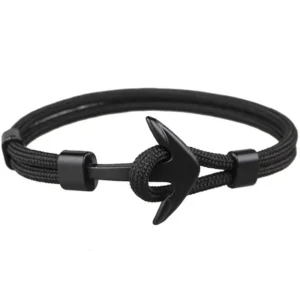 Black Marine Rope Anchor Bracelet - Image 2