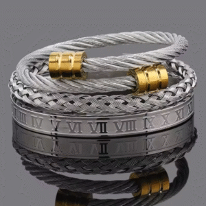 Dual Tone Stainless Steel Cuff Pendant for Men - Image 3